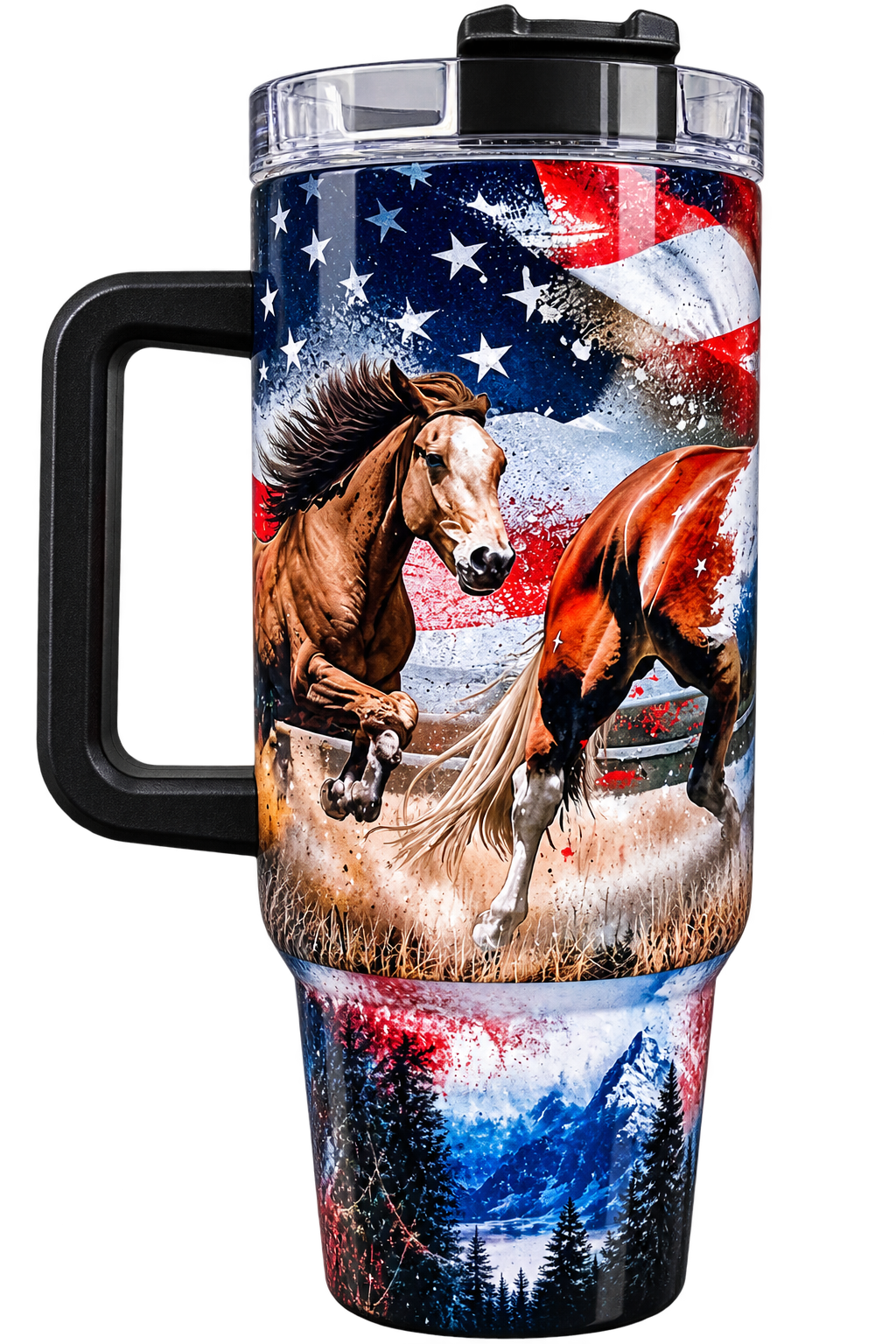 40 oz Stainless Steel Tumbler with Handle, Lid & Straw