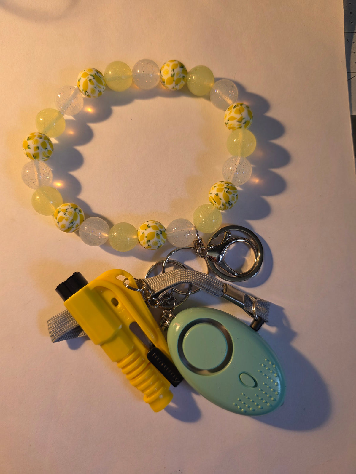 Handmade Beaded Self-Defense Wristlet with Personal Safety Alarm & 3-in-1 Emergency Tool