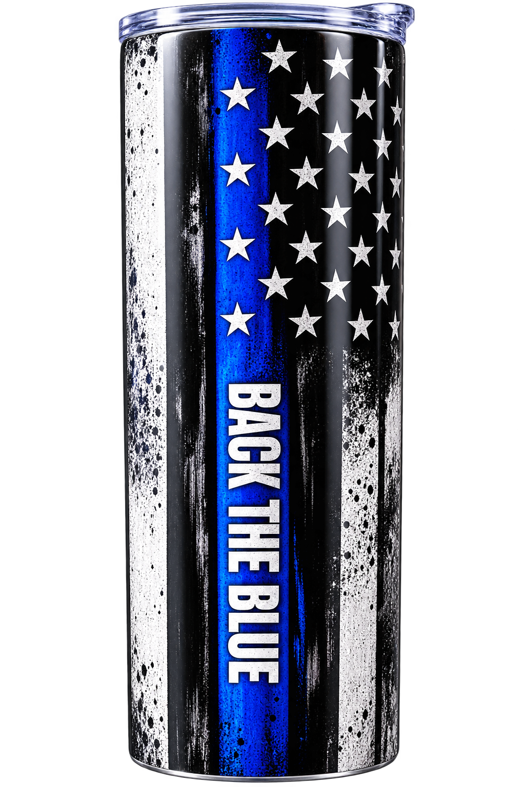 Police Stainless Steel Tumbler with Lid & Straw-20 oz
