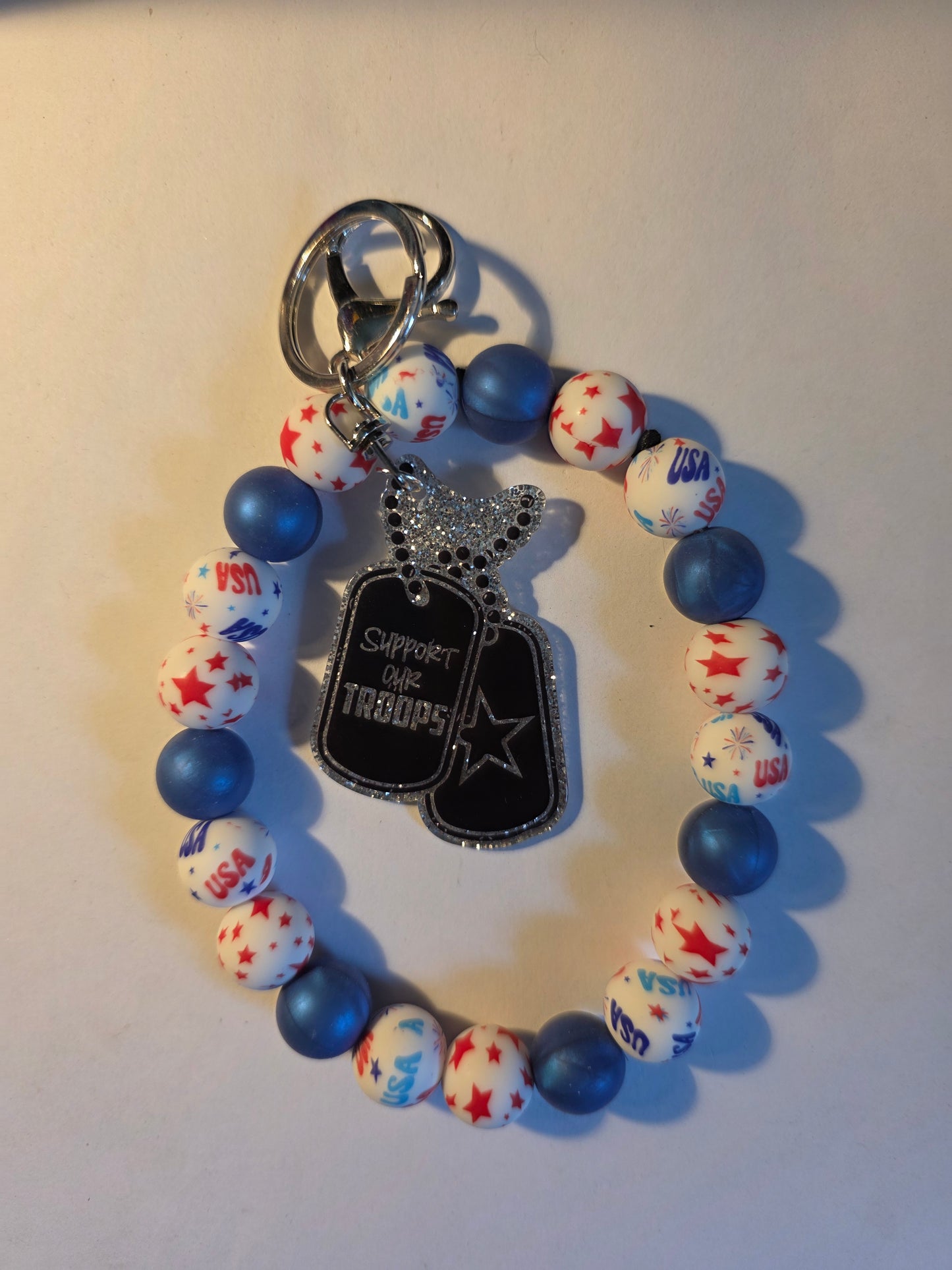 Handmade Beaded Wristlet Keychains with Acrylic Charms – Unique Designs