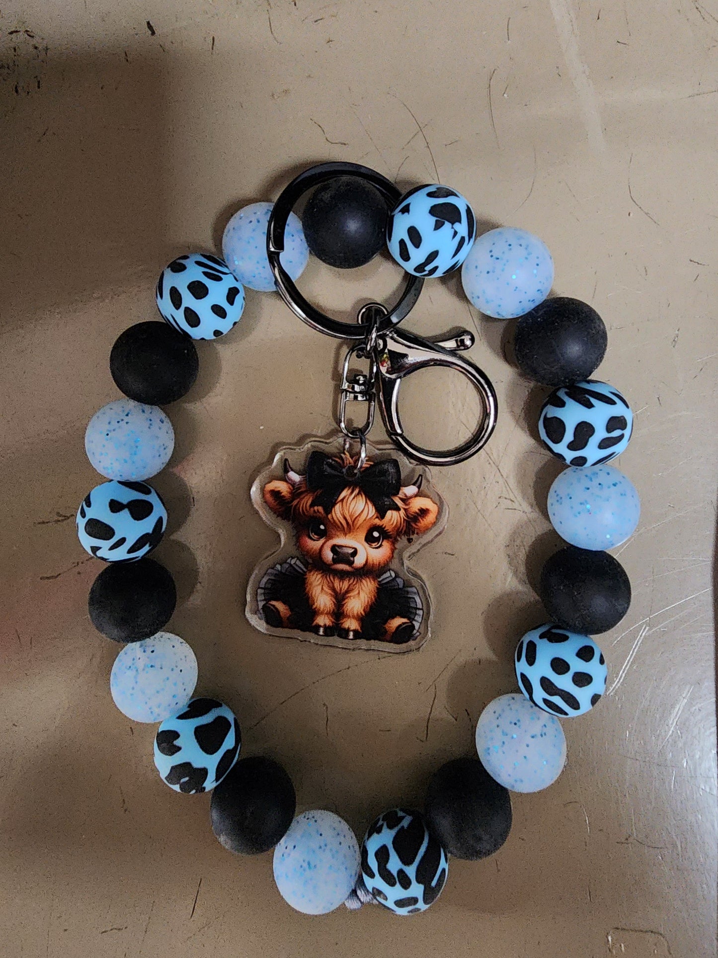 Handmade Beaded Wristlet Keychains with Acrylic Charms – Unique Designs