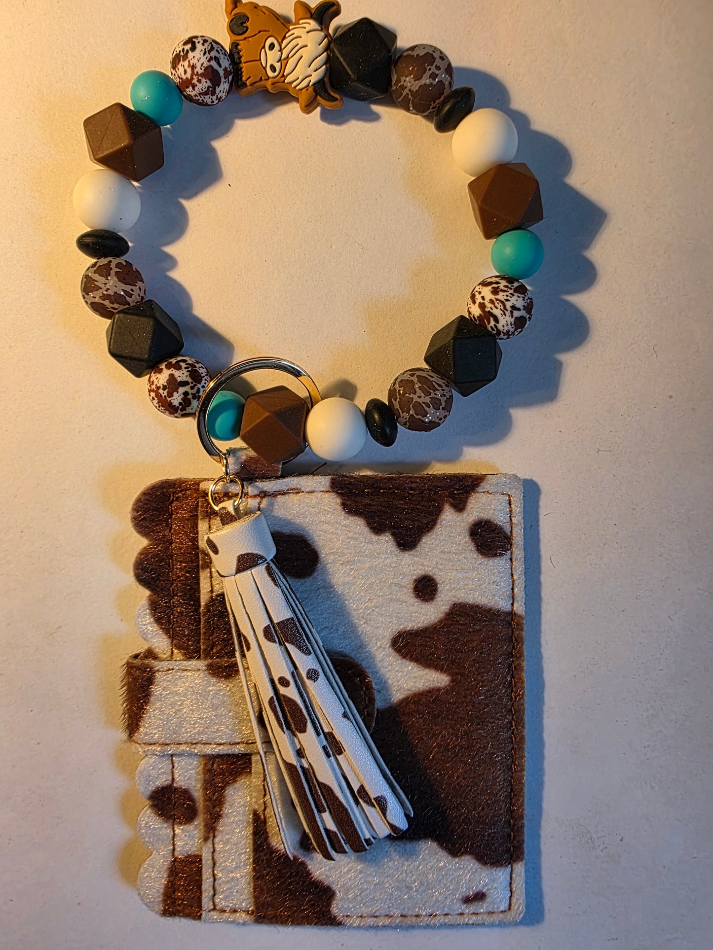 Beaded Wristlet Keychain with Clear ID & Card Slot Wallet – Handmade in the USA