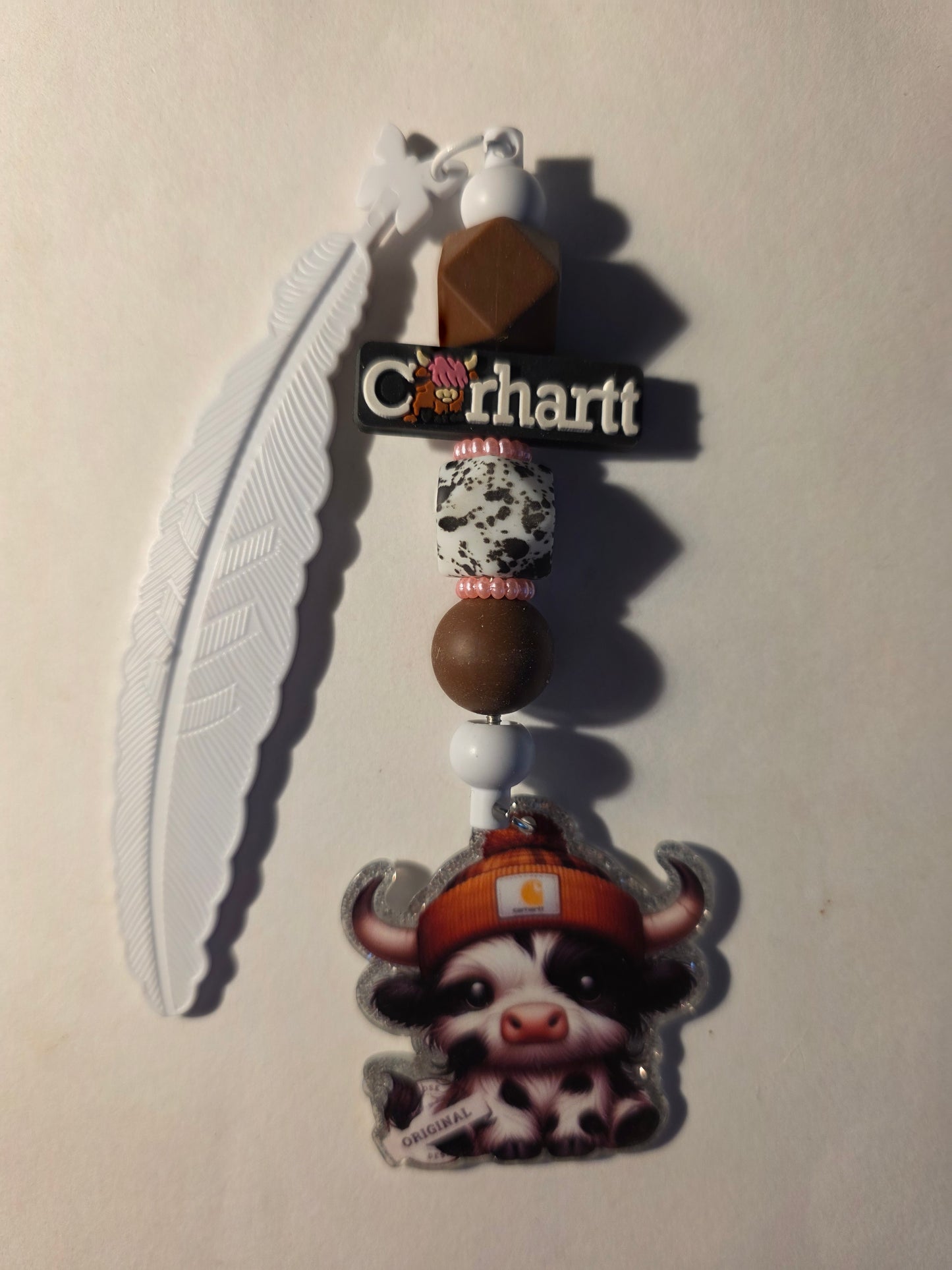 Handmade Feather Bookmark with Acrylic Flatback
